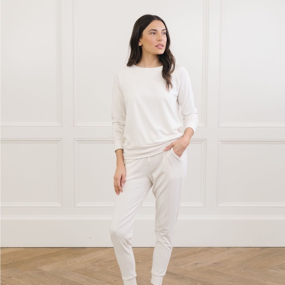 Cozy Earth Bamboo Pullover Crew Ultra Soft Ivory L - Picture 2 of 11